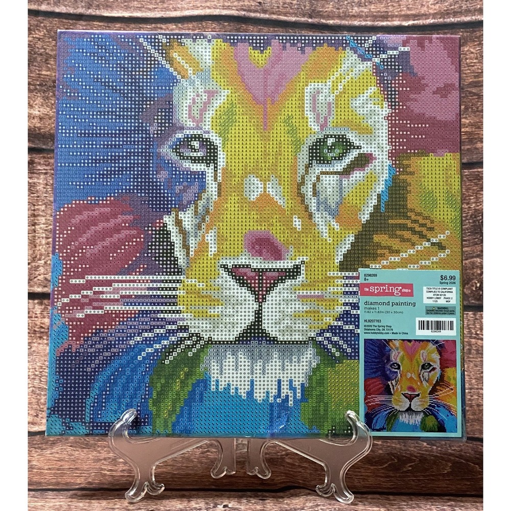 Multi-Color Lion Face Canvas Diamond Painting Kit Hobby Lobby New